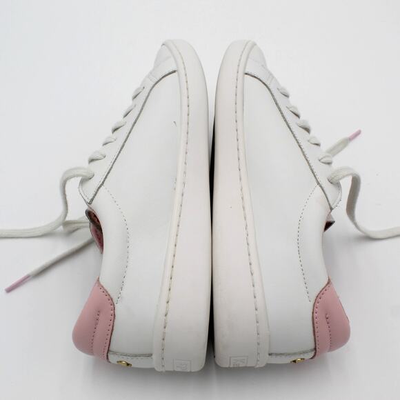 Kate Spade Keds Leather Sneakers Women 8 White Pink Heart Lips Charm Valentines - Picture 3 of 12